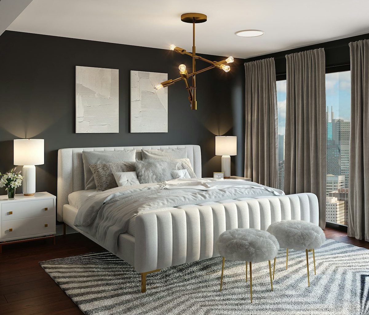 white and gray floral sofa set