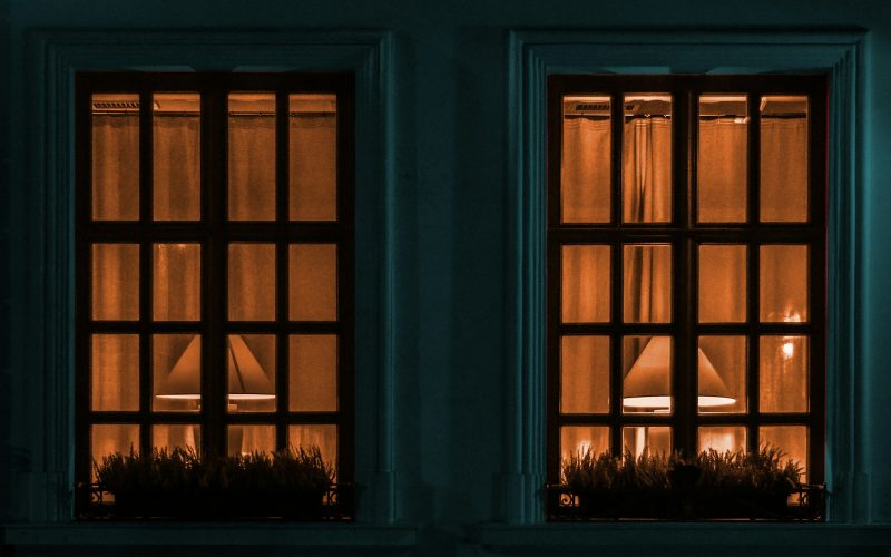 glass window with black pnel
